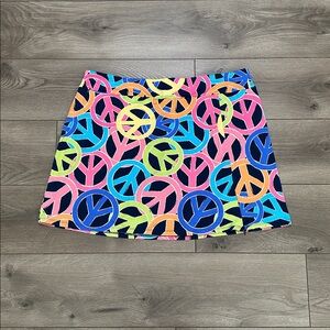 Lulu-B High Rise UPF Performance Golf Skirt Skort Multicolor Peace Print Size 1X